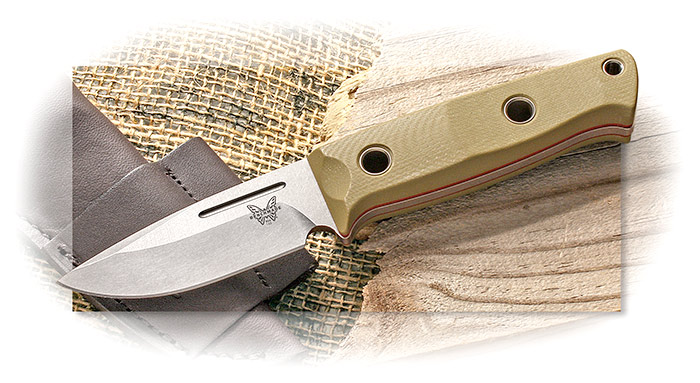 BENCHMADE - BUSHCRAFTER - OLIVE DRAB/RED G10 HANDLE - CPM-S30V STAINLESS STEEL FIXED BLADE