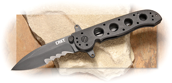 CRKT - M21-12SFG SPECIAL FORCES DROP POINT WITH VEFF SERRATIONS - DUAL HILT BLADE - BLACK COATED BLA