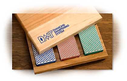 DMT Three 6" Diamond Stones in Cherry Wood Box