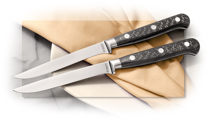 Maserin Carbon Fiber Handle Steak knives - forged steel with nitrogen tempering 