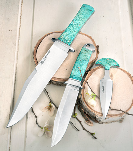 A.G. Russell California Bowie with Turquoise Box Elder – 154CM Blade