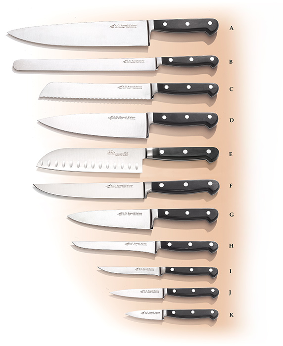 A.G. Russell™ Italian Integral Forged European Style Professional Chef's Knives - ground very thin