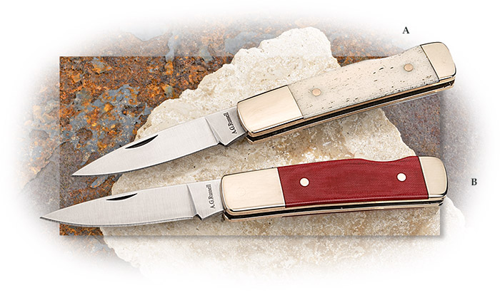 AG RUSSELL - Gent's SMALL LOCKBACK - Elmax Steel, Bone, Pearl, or Red Handle