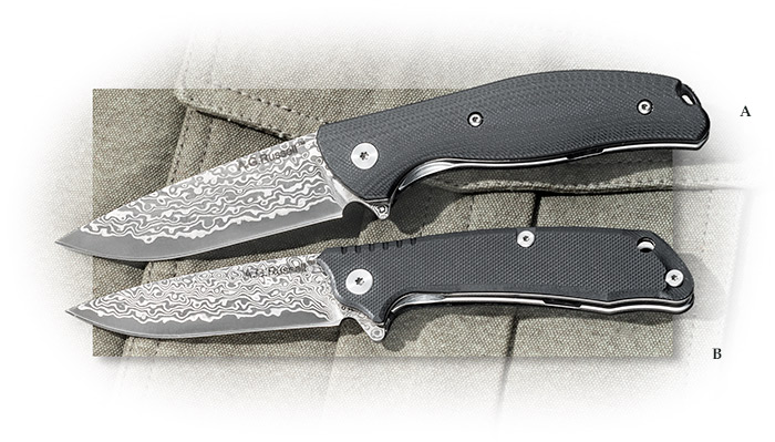 A.G. Russell Power Ball Liner Style Lock Folders with Damascus Drop point blades