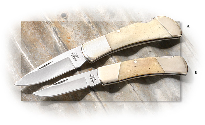 BEAR & SONS CUTLERY - MIDSIZE DROP POINT LOCKBACK - WHITE SMOOTH BONE - 440 STAINLESS STEEL