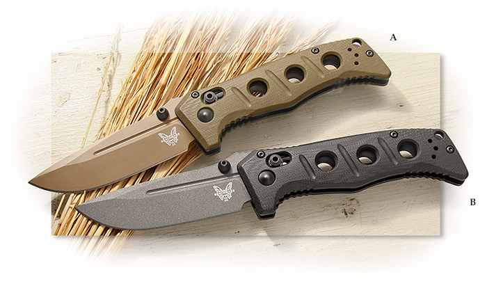 BENCHMADE - MINI ADAMAS - OLIVE DRAB G-10 HANDLE - FLAT EARTH CERAKOTE DROP POINT BLADE