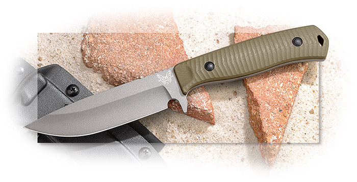 BENCHMADE - ANONIMUS - FIXED BLADE - OLIVE DRAB GREEN G-10 HANDLE - TUNGSTEN GRAY CERAKOTE BLADE