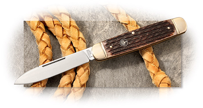 BOKER - CATTLE KNIFE - JIGGED BONE HANDLE - N690 BLADE STEEL - NICKEL SILVER BOLSTERS
