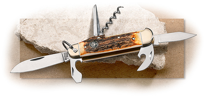 Böker® Scout or Camp Knife with Red Deer Stag Scales