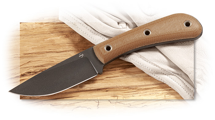 BOKER PLUS - LITTLE ROK - MICARTA HANDLE - SK-85 BLACK POWDER COATED BLADE STEEL - FULL TANG