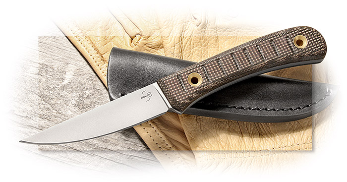 BOKER PLUS-BARK BEETLE-OLIVE GREEN CANVAS MICARTA-1095 CARBON STEEL-FULL TANG-BLACK LEATHER