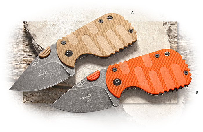 BOKER PLUS - SUBCOM 2.0 - COYOTE Brown or Orange ZYTEL HANDLE SCALES - BLACK COATED BLADE