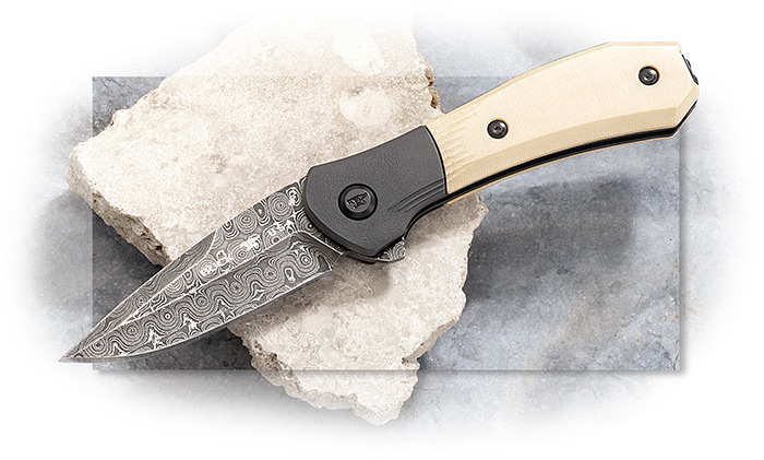 BUCK - 2023 LEGACY PARADIGM - RAINDROP DAMASCUS IVORY G-10 W/BLACK DLC COATED BOLSTER