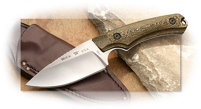 BUCK - ALPHA HUNTER - BLACK/TAN RICHLITE HANDLE - FIXED BLADE S35VN BLADE STEEL - TEXTURED HANDLE