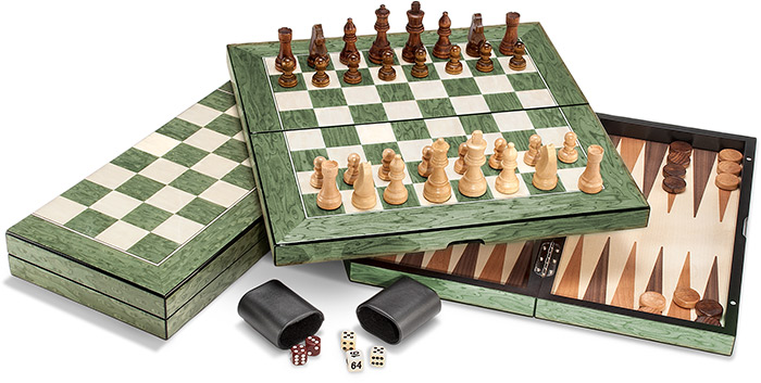 wildernis Mammoet hypotheek Chess/Backgammon Game Set Green | AGRussell.com