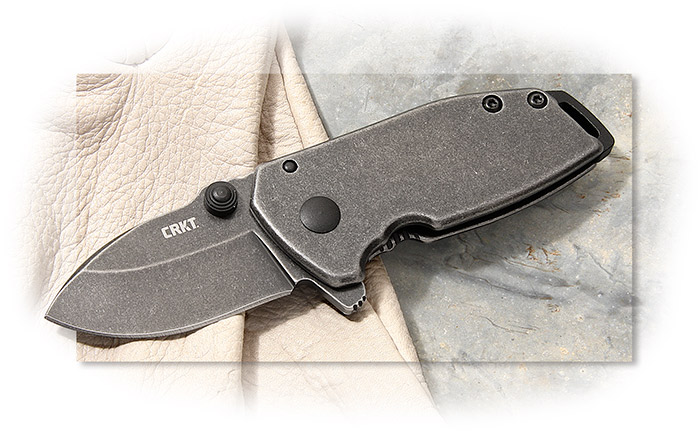 CRKT - SQUID COMPACT - ASSISTED FOLDER - STONEWASHED STAINLESS STEEL HANDLE - BLACK STONEWASHED