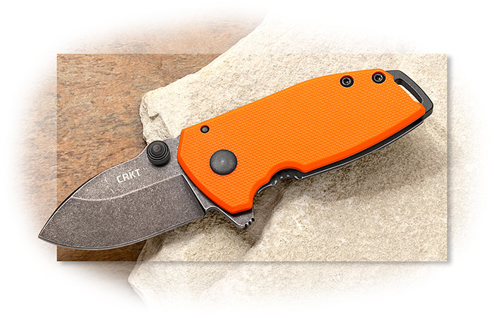 CRKT - SQUID COMPACT - ORANGE G10 FRONT / STAINLESS BACK HANDLE SCALE - ASSISTED - STONEWASHED D2