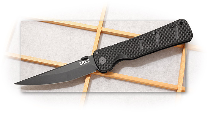 CRKT - OTANASHI NOH KEN - 4-1/2 INCH AUS8 BLACK COATED PLAIN EDGE - BLACK HANDLE