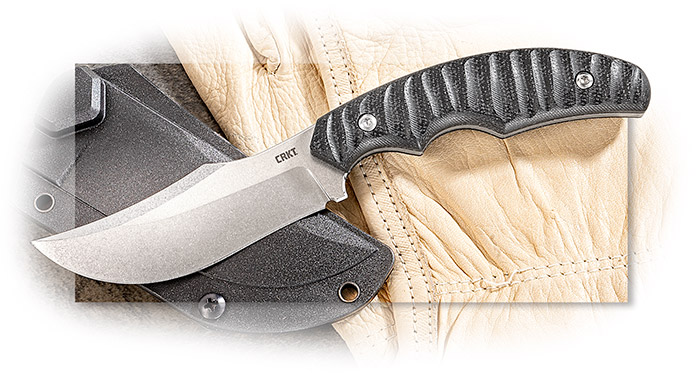 CRKT - BURROWER FIXED - BLACK MICARTA HANDLE - STONEWASHED D2 BLADE STEEL - SHEATH