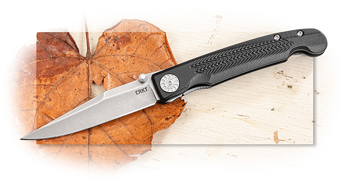 CRKT - FIDUS - LINER LOCK FOLDER - BLACK GRN HANDLE - STONEWASHED 12C27 STAINLESS STEEL BLADE