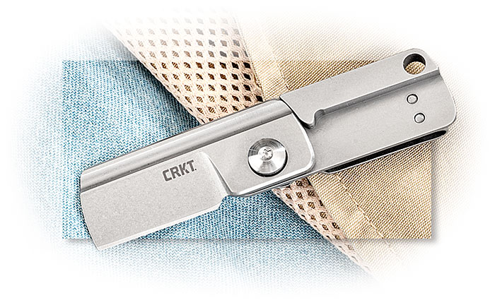 CRKT - BOX KEY - STAINLESS STEEL HANDLE - STONEWASHED 12C27 BLADE STEEL - SLIP JOINT FOLDER
