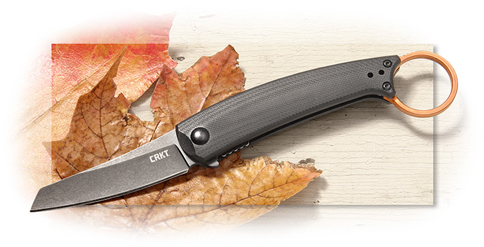 COLUMBIA RIVER - IBI - POLISHED G-10 HANDLE W/COPPER FINGER RING - BLACK STONEWASHED TANTO BLADE