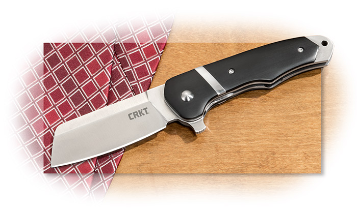 CRKT Ripsnort - flipper deployment black handle cleaver shaped folding knife