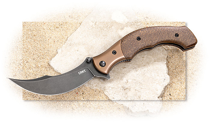 CRKT - RITUAL COMPACT - ALAN FOLTS DESIGN - MICARTA HANDLE - BRONZE TINI COATED STAINLESS BOLSTERS