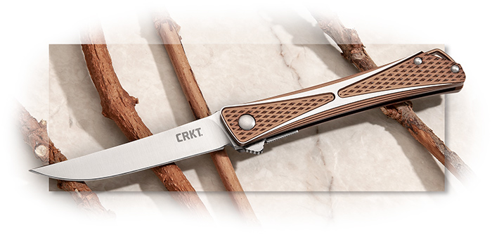 CRKT - CROSSBONES BRONZE - BRONZE 6061 ALUMINUM HANDLE - AUS 8 STAINLESS STEEL - SATIN BLADE 