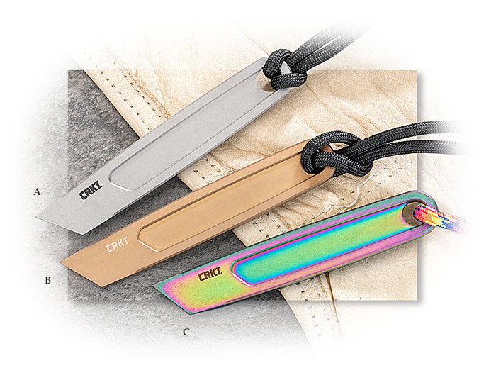 CRKT - HANGPRY - FIXED BLADE - SILVER TITANIUM HANDLE AND BLADE - KYDEX SHEATH - BLACK NYLON LANYARD