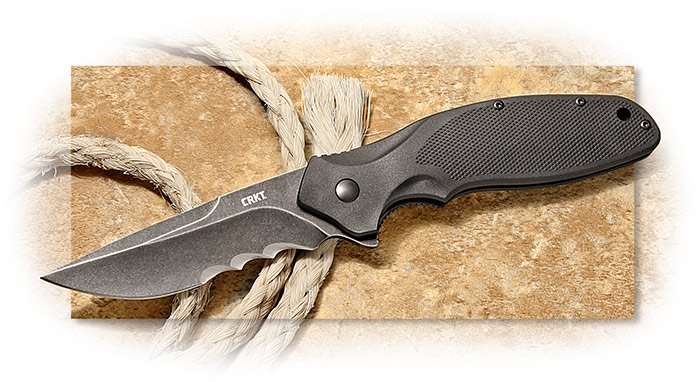 CRKT - KEN ONION SHENANIGAN - BLACK GLASS-REINFORCED NYLON HANDLE - BLACK STONEWASHED BLADE - COMBO