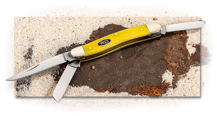 CASE - MEDIUM STOCKMAN - SMOOTH YELLOW BONE TRU-SHARP STAINLESS STEEL BLADES