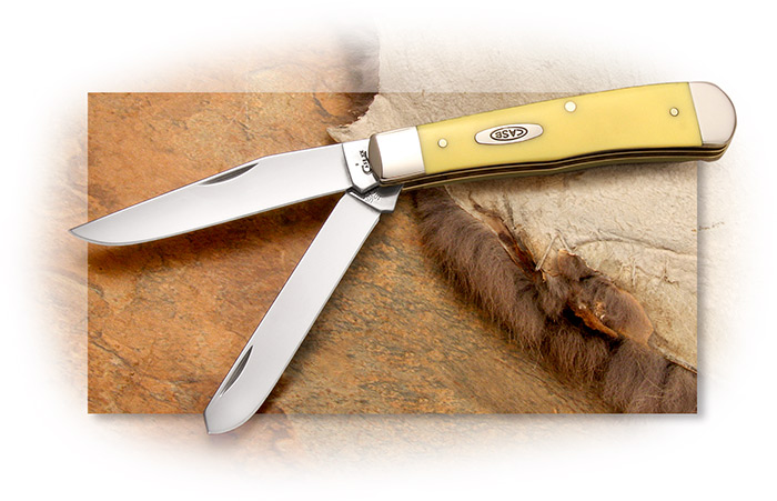 Case Trapper with Pocket Clip – Smooth Yellow Synthetic