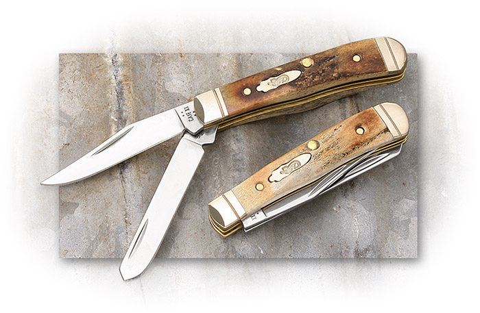 CASE - 2026 TRADESHOW SPECIAL - TINY TRAPPER - GENUINE STAG HANDLE SCALES - BOMB SHEILD - GIFT TIN