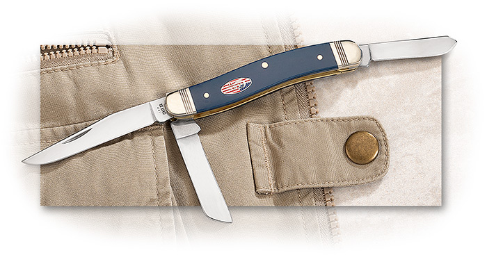 CASE - 2026 TRADESHOW SPECIAL - MEDIUM STOCKMAN - SMOOTH BLUE SYNTHETIC HANDLE SCALES