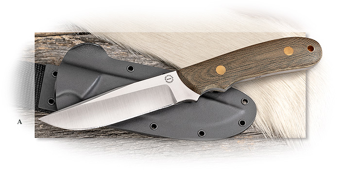 DOZIER PROFESSIONAL GUIDES KNIFE - GREEN MICARTA - WILDERNESS SHEATH