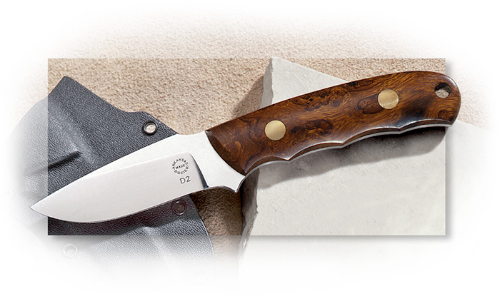 Dozier Arkansas Made Modified Personal Hollow grind with Desert Ironwood handle with finger grooves