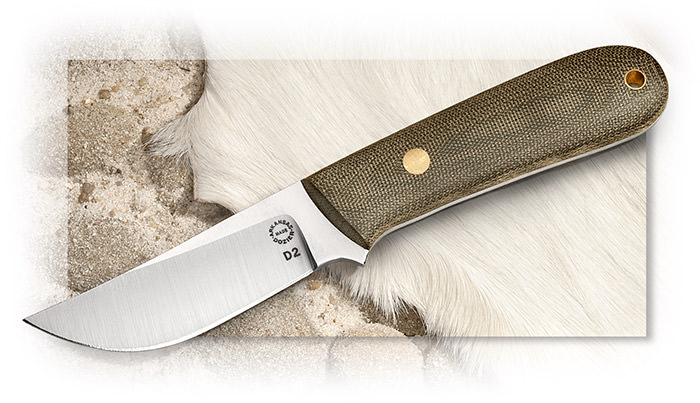 Arkansas Made Dozier White River Skinner with Green Linen Micarta