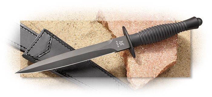 Fox Sykes-Fairbairn Black Aluminum Dagger made with N690Co stainless steel