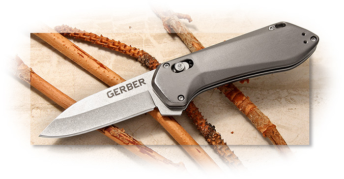 GERBER - HIGHBROWN COMPACT - GREY ANODIZED ALUMINUM - PLAIN EDGE FOLDER - ASSISTED OPENING