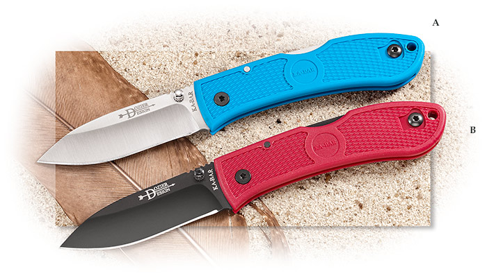 Ka-Bar Dozier design Spear Point Blade with Blue handles. Lockback 