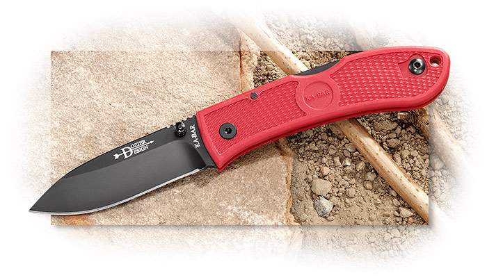 KA-BAR - DOZIER FOLDING HUNTER - RED ZYTEL HANDLE - BLACK POWDER COATED BLADE