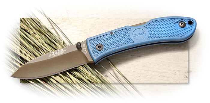 KABAR - DOZIER FOLDING HUNTER D2 Steel - STEEL BLUE ZYTEL HANDLE - BRONZE COATED BLADE