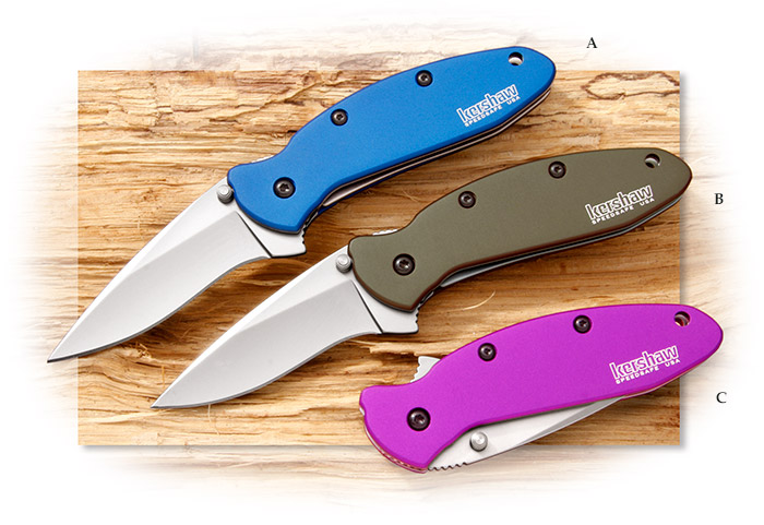 Kershaw Scallion Navy Blue, Olive Green, or Purple. Spring Assisted folding knife 