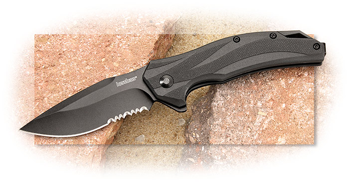 KERSHAW - LATERAL - ASSISTED FOLDER - BLACK-OXIDE COMBO BLADE - GLASS-FILLED NYLON HANDLE