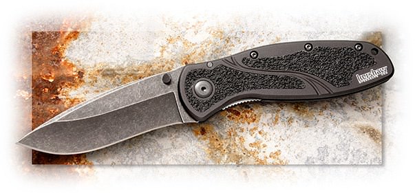 KERSHAW - BLUR BLACKWASH - 3-3/8 INCH 14C28N SANDVIK BLACK BLADE - 6061-T6 ALUMINUM BLACK HANDLE - S