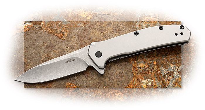 KERSHAW - OUTCOME - ASSISTED FOLDER - STONEWASHED FINISH BLADE - BEAD BLASTED STAINLESS HANDLE