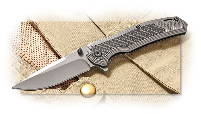 KERSHAW - FRINGE - 3 INCH 8CR13MOV GRAY PVD COATED PE BLADE - GRAY PVD COATED STAINLESS STEEL HANDLE