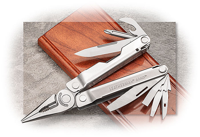 LEATHERMAN - BOND - MULTI-TOOL - STAINLESS STEEL HANDLES - 11 TOOLS - NO LOCKING IMPLEMENTS - KNIFE