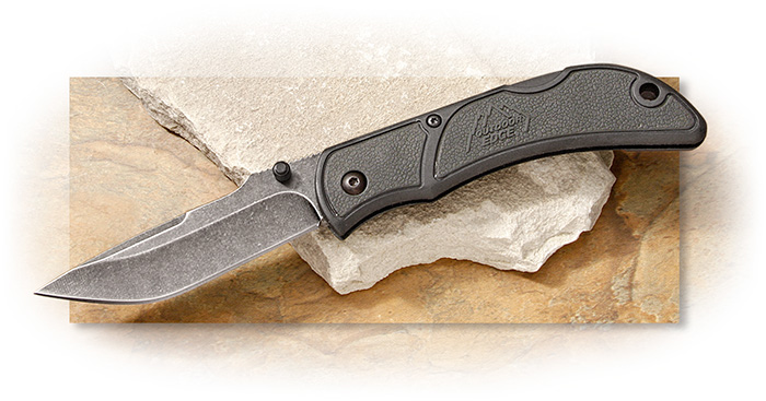 Outdoor Edge Chasm lockback folder everyday carry knife, rubberized tpr inserts handle